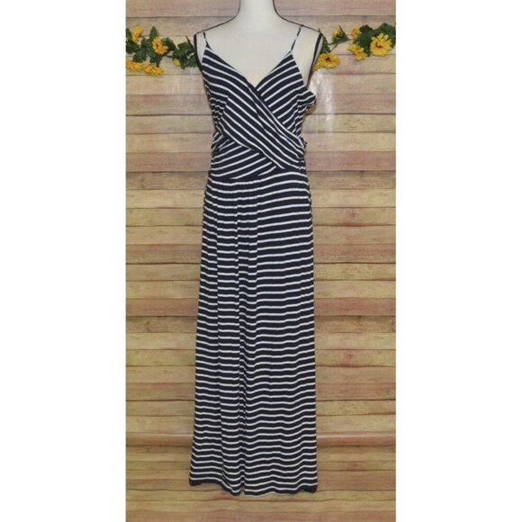 Boden Navy Blue Nautical Stripe Maxi Dress Sleeveless Size 20 22 Vacation Resort - Picture 1 of 9